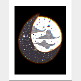 Moon Face Trippy Posters and Art